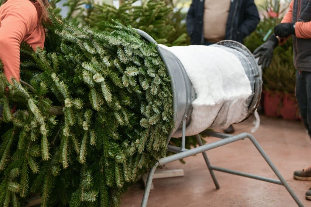 Goulotte d'emballage en filet  pour sapin de Noël 